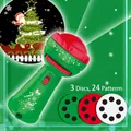 Linterna proyector de Navidad roja y verde con 24 patrones festivos de diapositivas - 3 Tarjetas 24 Patrones / Verde