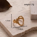 Adjustable golden stainless steel leaf ring with irregular hammered lava texture surface - Hammered Lava Texture