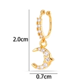 Gold plated ear cuff with zircon moon and star pendants on a clean white background - Moon Star Style (2625-13#) / Gold