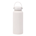 1L matte cream stainless steel insulated sports bottle with portable handle lid - Ivory