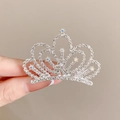 Handheld silver crystal crown hair clip featuring sparkling rhinestones for girls - 5# Flower Colorful Diamond Hair Comb