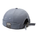 Grey canvas miki hat with vintage denim patch and adjustable strap back - Adjustable / Gray