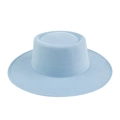 Sombrero vintage de fieltro de lana azul claro con ala ancha y copa plana retro - M (56-58cm) / Azul cielo