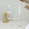 Close-up of a white 4-tier metal display stand for bridal tiaras and headbands - White 4 Tiers