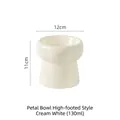 Creamy white petal-shaped ceramic elevated cat bowl for neck protection, high type 130ml - Large Version / Off White