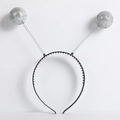 Detail of glitter silver foam balls on spring headbands for alien themed party costume - Silver Foam Ball Headband