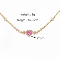 Bracciale con cristallo a cuore rosa e dettagli floreali in zircone con misure in oro - Stile 2 Oro
