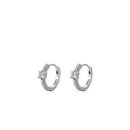 S925 sterling silver hoop earrings with round turquoise stones and sparkling zircons - Clear Zirconia Style (RHE974) / 925 Silver