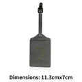 Gray thick PU leather luggage tag with gold embossed airplane heart design and black strap - Gray