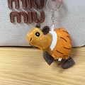 Creative capybara plush keychain wearing a sushi costume with silver metal ring - 12cm Coconut Guinea Pig