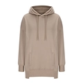 Women's oversized khaki drawstring hoodie with kangaroo pocket and ribbed cuffs - S / Khaki