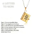 Golden book locket necklace engraved Beste Mama aller Zeiten with six hidden message pages - 62 Gold German Mom Style