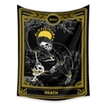 Tenture murale bohème Tarot de la Mort XIII noir et or pour décoration de chambre - 73X95CM/Tissu Brossé / La Mort