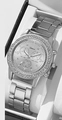 Women's silver quartz watch with rhinestone bezel and three sub-dials on steel strap - Silver 1 Single Watch