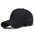 Casquette de baseball noire respirante avec broderie R et sangle élastique réglable - Réglable / Noir
