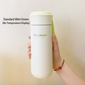 Detail of mint green matte stainless steel thermal bottle with a convenient carry strap - Regular Style (No Temp Display) / Mint Green