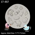 Stampo in silicone per fondant a tema neonato con biberon, passeggino e impronte piedi - 2# Set a Tema Neonati / Grigio