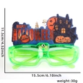 Halloween LED glasses with neon green frame and 3 light modes for festive parties - Glowing Frame / Letter Castle