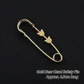 Golden safety pin brooch with cute bear head charms for waist adjustment 4.5cm - Gold Bear Style