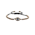 Verstellbares Nazar-Armband mit Gold- und Silberperlen auf weißem Hintergrund, gewebtes Seil - Gemischte farbige Perlenkette