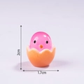 Pink chick hatching from orange eggshell miniature resin ornament 2cm size - Luminous Rose Red