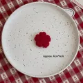Red 4cm handmade wool felt flower accessory for Christmas DIY crafts and bouquet decor - Flower-Red