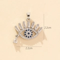 Silver evil eye pendant with blue crystals and teardrop charm, size 2.2cm x 2.2cm - Silver Eye Shape Teardrop Pendant (18-6)