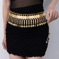Bohemian gold coin tassel waist chain belt for women, adjustable vintage metal accessory - Round Beauty Head / Gold and Silver Two-tone / 11.0