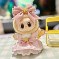 Pink fairy dress and star wand accessories for Labubu vinyl plush doll outfit - Simplified Version Of Sakura / First And Second Generation Keychains Are Compatible With La Cloth Dolls. Dolls Not Included.