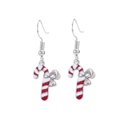 Christmas candy cane drop earrings with red and white stripes and silver bow detail - 72. Silver Cane