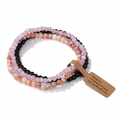 Three-piece beaded bracelet set with amethyst pink, polished black and marble stones - FK1781-Pink Black Multicolor Natural Stone Set