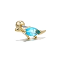 Gold stainless steel turtle stud earring featuring a marquise-cut sky blue gemstone - Turtle (Sky Blue)