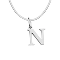 Collar de cadena de serpiente plateada con colgante de letra N minimalista - Letra N