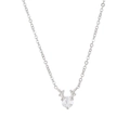 Minimalist silver deer antler necklace with sparkling round zircon pendant for women - Silver-White Zirconia
