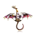 Vintage gold flying dragon brooch with purple enamel wings and sparkling rhinestones - Purple Fantasy Dragon