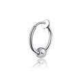 Clip de oreja de acero inoxidable plateado con cuenta deslizante para no perforado - Clip de oreja de cuenta redonda color acero