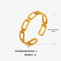 Minimalist gold chain link ring made of stainless steel with 1.8cm adjustable open design - Chain Style Open Design / Gold