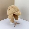 Gorro de aviador acolchado beige con bordado HMMT y relleno de plumón de invierno - Caqui / M(56-58cm)