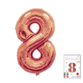 40 inch rose gold number 8 foil balloon with premium metallic finish and paper card packing - 40-inch Rose Gold 8 With Paper Card