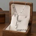 Titanium steel tassel letter L pendant necklace with silver finish and unique chain - L / Silver