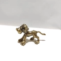 Antique style brass dog figurine with vintage finish for home office desk decoration - Cartoon Lion / Bronze