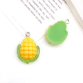 Cute yellow resin corn cob charm pendant for DIY bracelets and necklaces with green husk - 1pc Yellow Resin Corn 17x24mm
