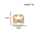 Layered gold-finished stainless steel open ring with sunburst motif and beaded chain - MN391-Gold Multi-layer Starburst