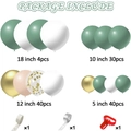 Saliegroene en gouden ballonboogset met verschillende maten en montagegereedschap - Saliegroene en gouden ballonset met pailletten