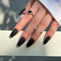 Matte black long coffin-shaped press-on nails with smooth frosted finish for women - Matte Black Long Coffin Shape (JP1839)