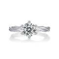 Elegant moissanite engagement ring with twisted 925 silver band and six-prong setting - US 7 / Six-Prong Twist Band Style (R12702)