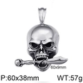 Mechanical skull pirate pendant with dagger in silver steel, size 60x38mm for men - Dagger Biting Skull Style (KP79429-BD)