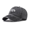 Casquette de baseball en coton délavé gris foncé avec broderie LQUIVER et style vintage - Réglable / Noir