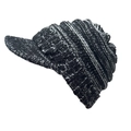 Winter knit baseball cap with brim in black and white mixed knit and ribbed texture - Snowflake Color