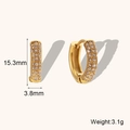 18K gold plated stainless steel hoop earrings with pavé cubic zirconia 15.3mm size - Full Zircon Circular Huggie Earrings - Gold